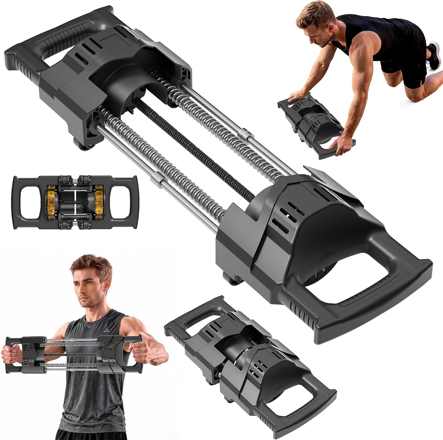 2-in-1 Auto-Rebound Ab Wheel & Resistance Puller for Full Body Workout