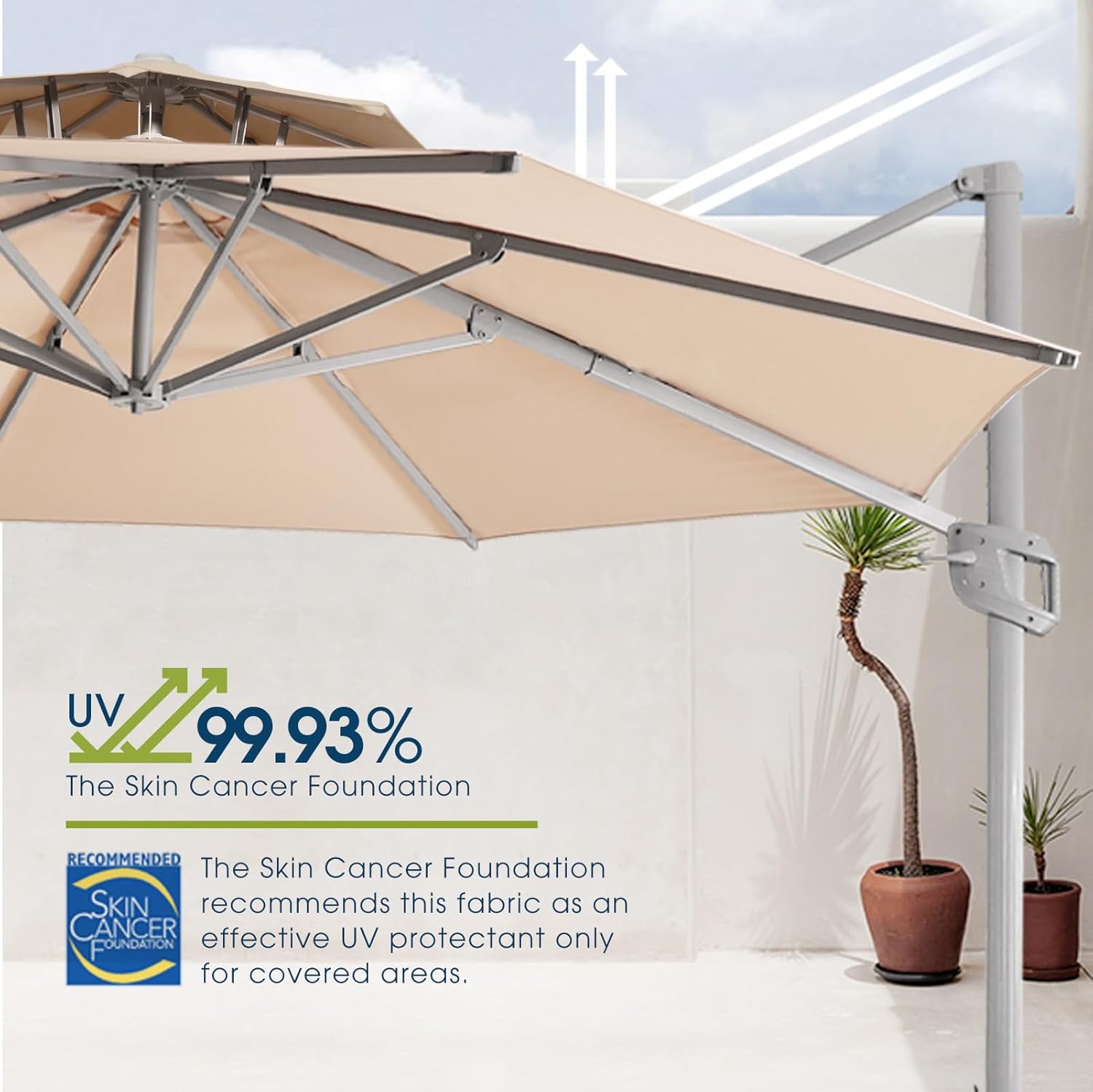 wikiwiki 12FT 2 Tiers Cantilever Patio Umbrella, Offset Umbrella Outdoor Patio with 360° Rotation and Unlimited Tilting System, Heavy Duty Umbrella with Cross Base, Cream Beige