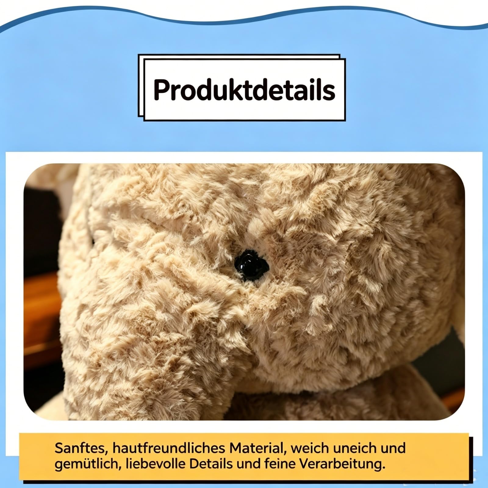 Elefant Kuscheltier, Superweicher Kuscheliger Elefant Plüschtier 35/55cm, Realistisch Gestaltetes Plüschtier, Niedliches Stofftier Elefantenpuppe, für Jungen Mädchen & Kleinkinder (55 cm)