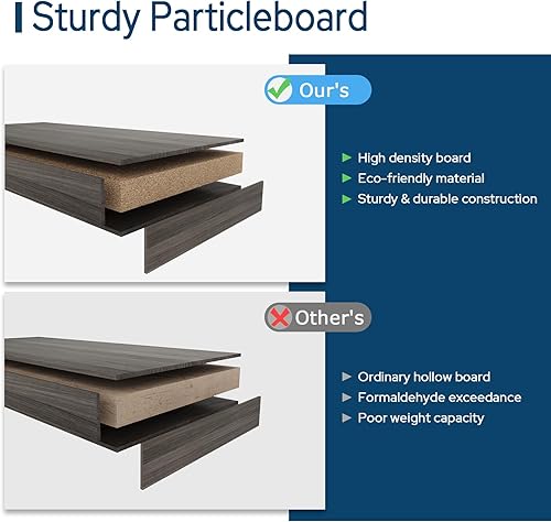 Miniatura 4 de VICLLAX Estantería de madera de 5 estantes, estantes abiertos para oficina en casa, estante gris para libros