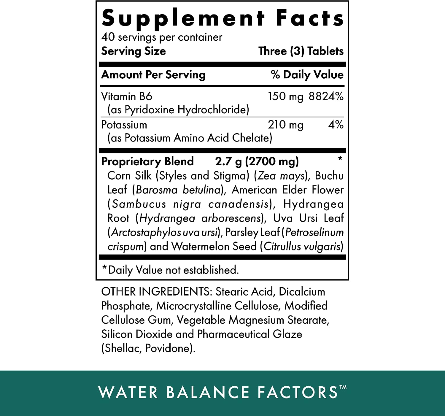 Michael's Health Naturopathic Programs Water Balance Factors - 120 Vegetarian Tablets - Helps Balance Fluid Levels - With Potassium & Vitamin B6 - Gluten Free, Kosher - 40 Servings