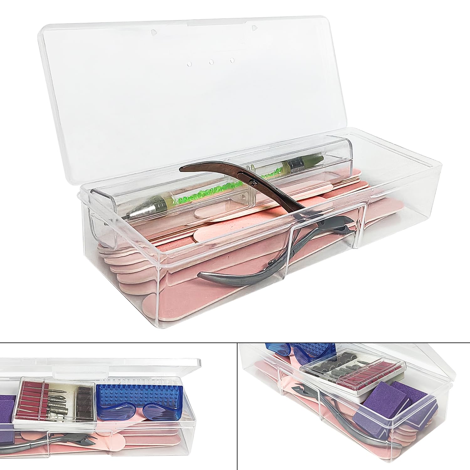 4PCS Nail Storage Manicure Tool Box, Nail Implement Box (Clear-4pcs, Large) image 5