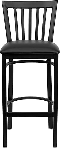 Miniatura 8 de Flash Furniture HERCULES Series Black School House Back Metal Restaurant Barstool - Asiento de vinilo negro