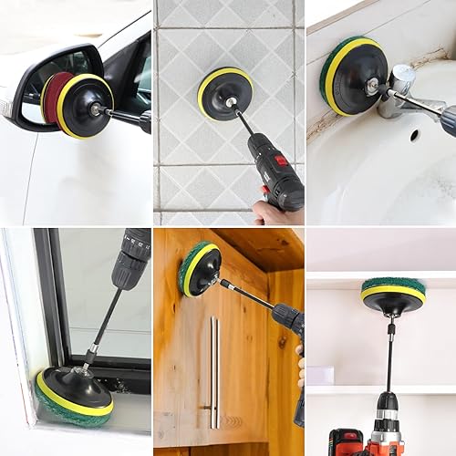 Miniatura 8 de GOH DODD - Juego de 30 almohadillas para fregar eléctricas, kit de restauración de faros de 5 pulgadas, kit de limpieza con panadero y eje universal