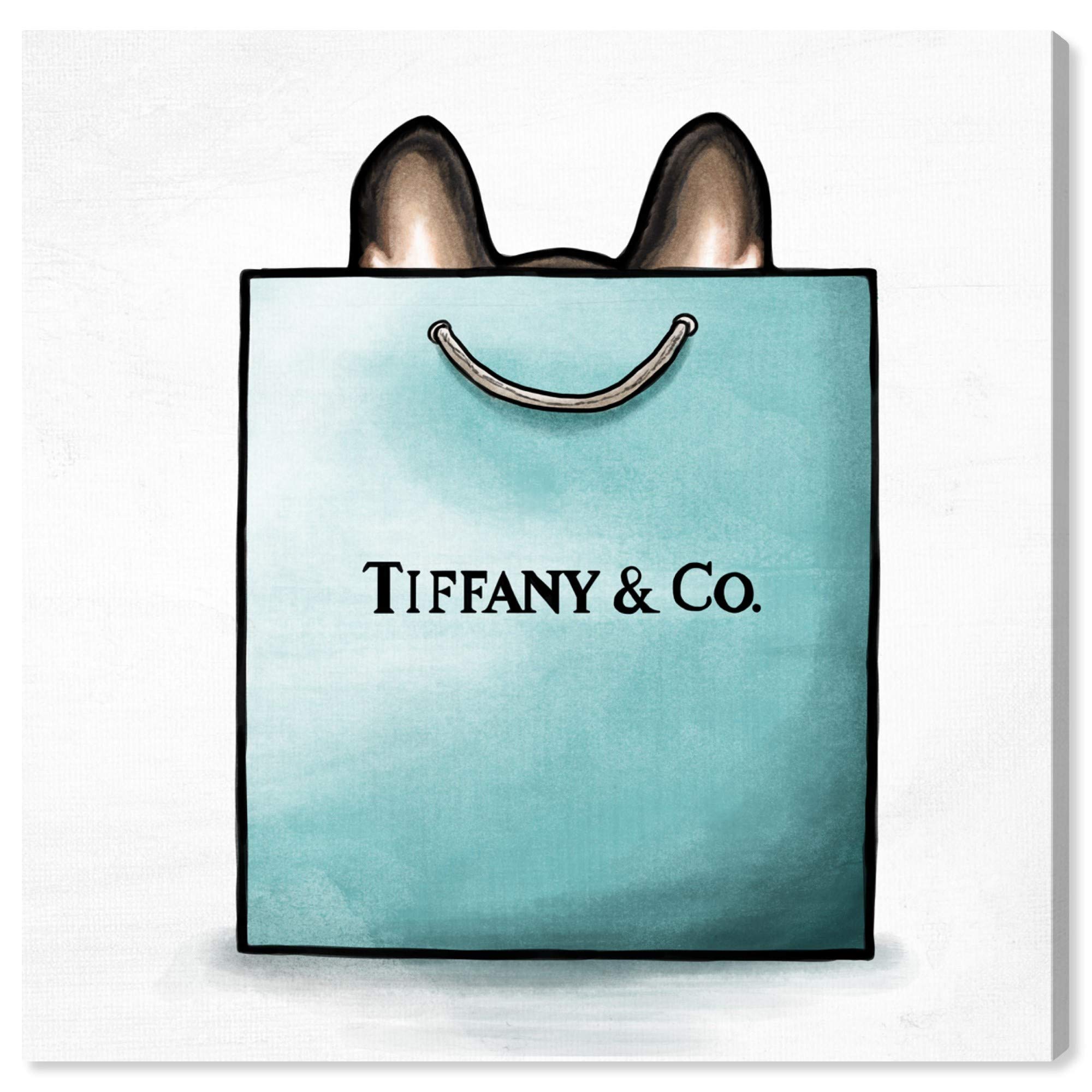 The Oliver Gal Artist Co. Fashion and Glam Wall Art Canvas Prints 'Shop and Peek' Home Décor, 12" x 12", Blue, White