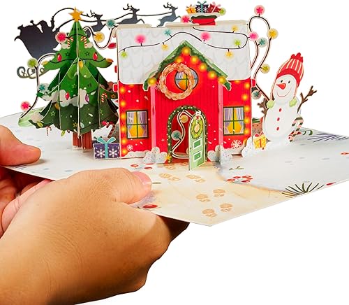 Miniatura 4 de Paper Love Frndly, tarjeta desplegable de Navidad 3D, Cozy Home, tarjetas de felicitación 3D hechas a mano, regalo para Navidad o vacaciones, 100%