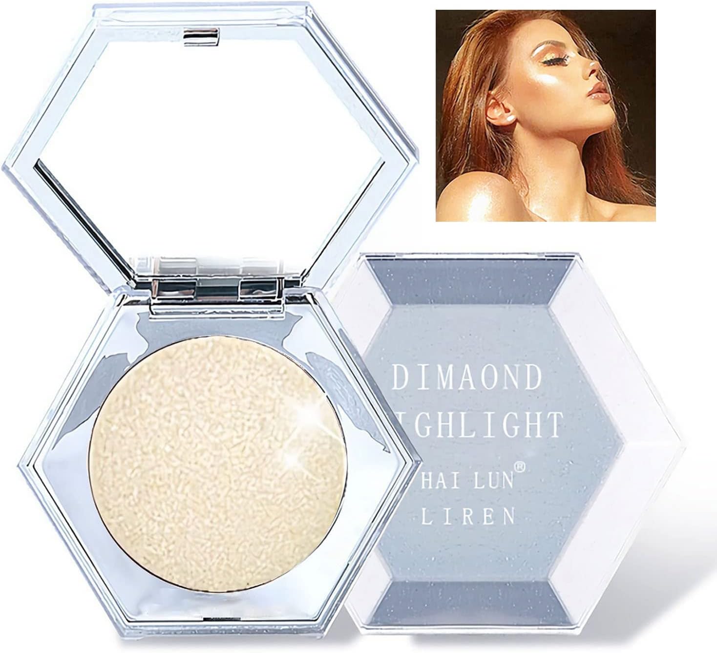 Shimmering Face Highlighter Makeup Palette Glitter Face Highlight Contouring Makeup Palette Smooth Glitter Powder Nose Eye Contour Palettes Glow Illuminator for Face & Body Cosmetics (Champagne Gold)