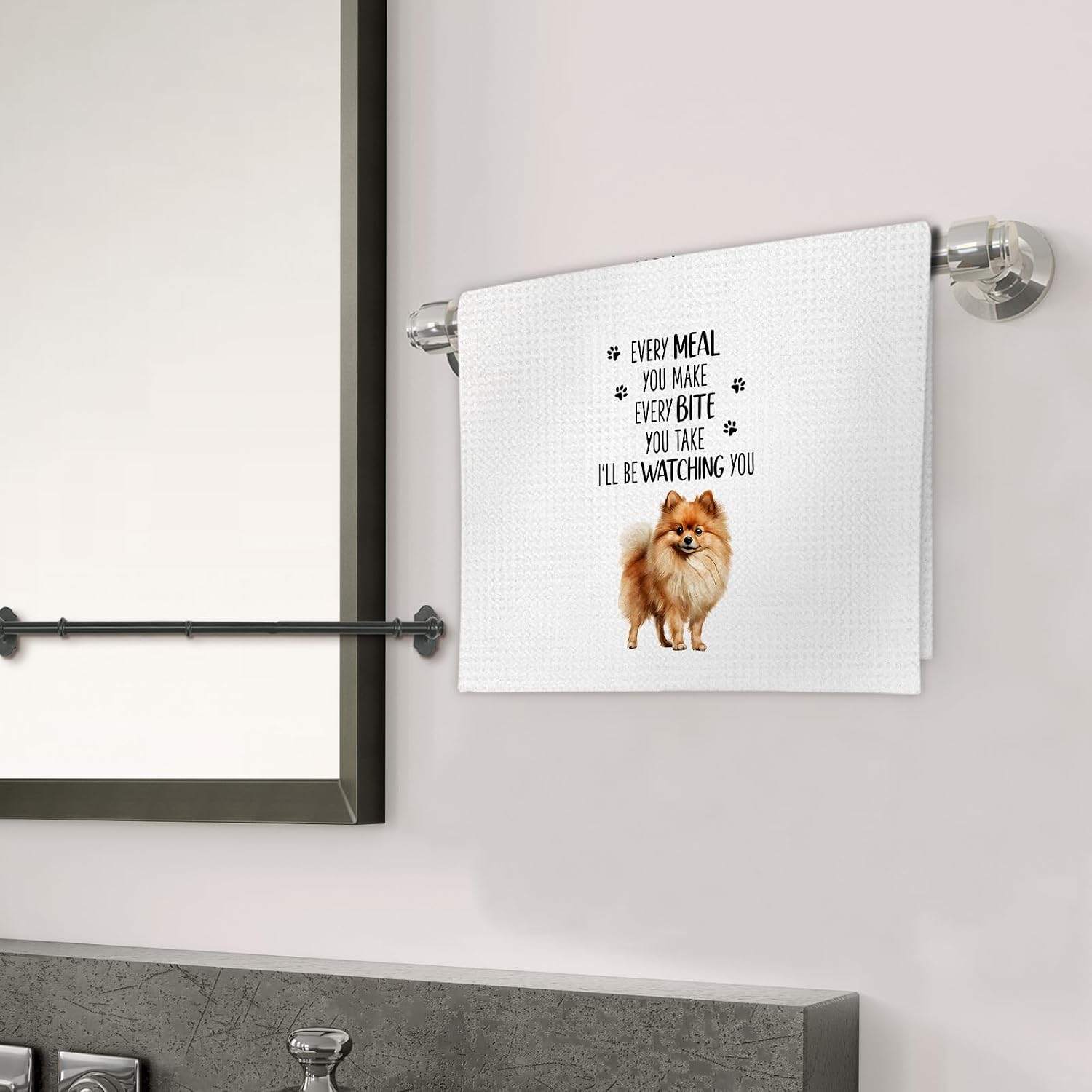 Pomeranian Gifts Dog Kitchen Towels Set of 2, Pomeranian Dog Lover Gifts Dish Towels, PomeranianDog Owner Gift Decorative Hand Towel for Kitchens, Funny PomeranianDog Kitchen Decor(16x24In) image 3