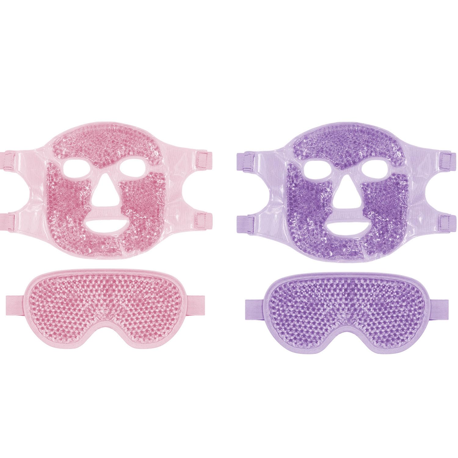 Set di 4 maschere per il viso, riutilizzabili, rinfrescanti e riscaldanti, per terapia del freddo/caldo, occhi gonfi, cura del viso, rosa e viola (20 x 18 cm)
