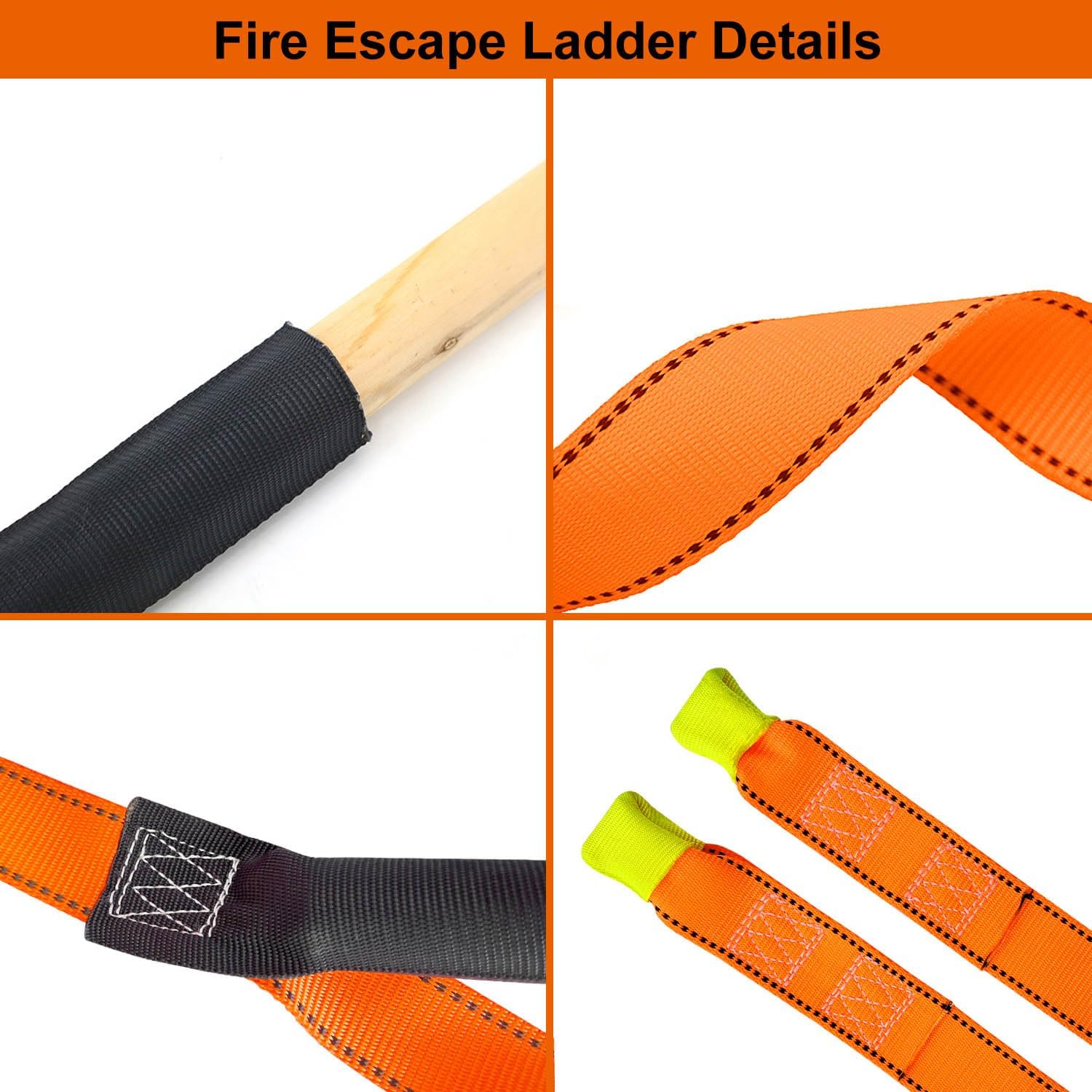 Fire Escape Ladder, 32.8 Feet Emergency Fire Ladder, 3-5 Story Homes Reusable Safety Rope Ladder for Kids and Adults