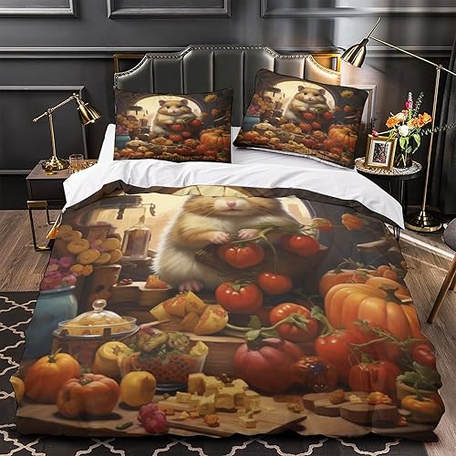 Miniatura 3 de Lindo edredón de cama de hámster travieso juego de edredón de animales del bosque de hámster travieso, diseño de gatos y perros, edredón de cama