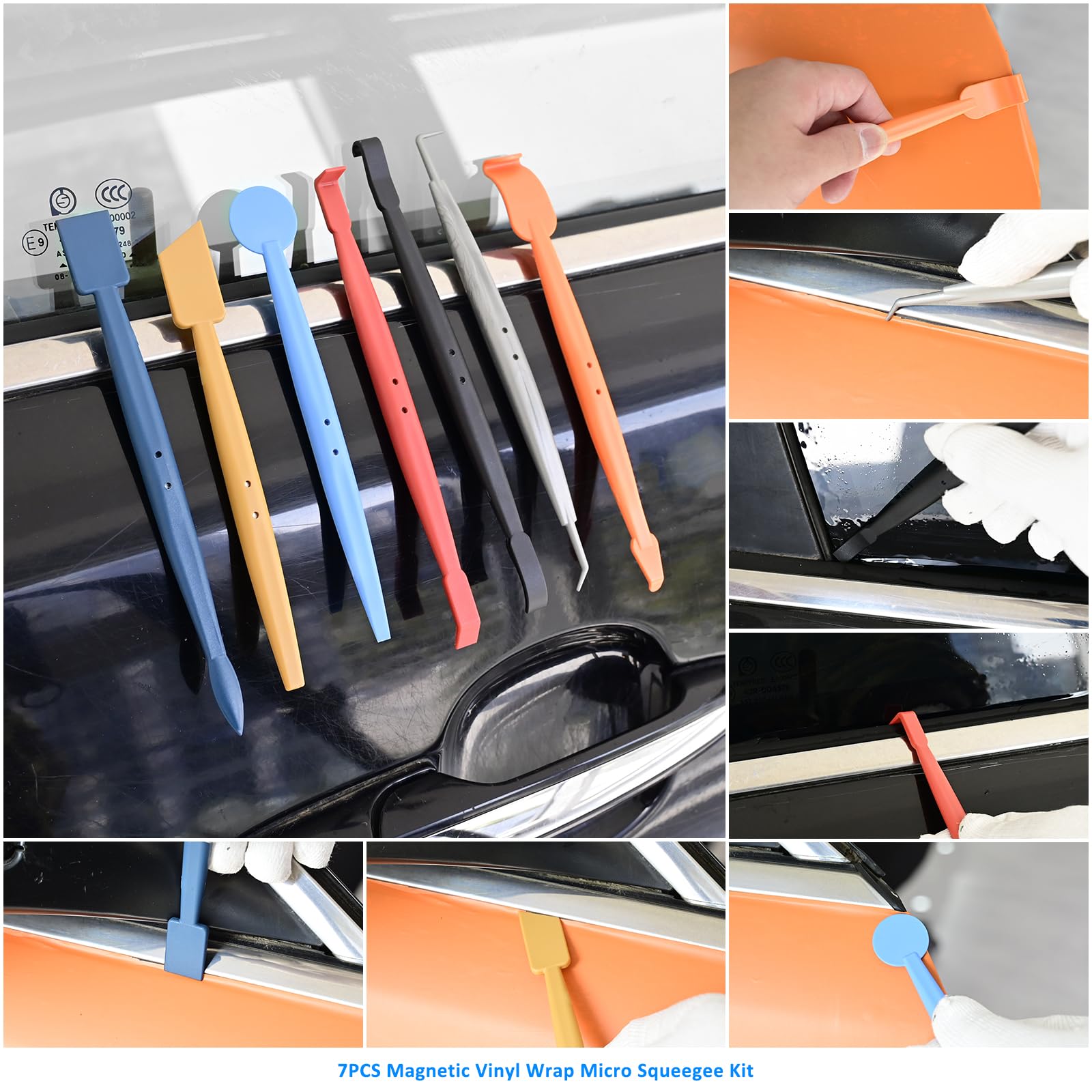 EHDIS Herramienta de Tinte de Ventana, Juego de Envoltura de Vinilo para Coche, Juego de Envoltura de Esquina, Ranuras de Curvas, Herramientas de Envoltura de Vinilo para Envolver automóviles,
