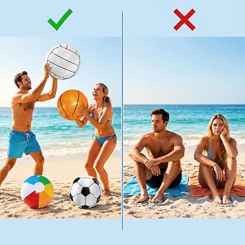 JBLJDWD 4Pcs Inflatable Beach Ball, Volleyball Basketball Football and Rainbow Ball, For Pool Games and Outdoor Water Activities, Group Recreation and Summer Party Entertainment