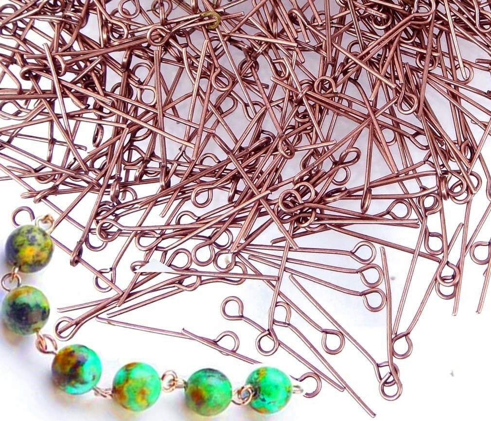 500 Eyepins Antique Copper Plated Steel Eye Pins 21 Gauge 20mm Long