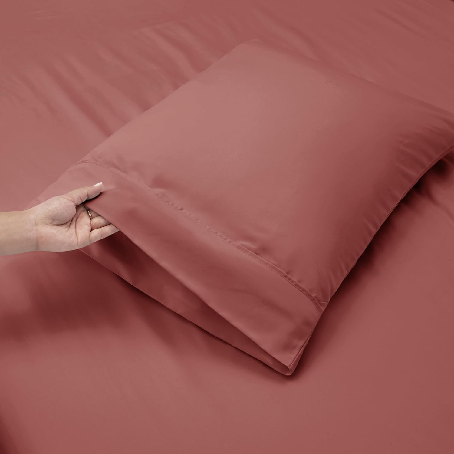 Hearth & Harbor Extra Deep Pocket Sheet Sets, Luxury Soft 6 Piece Bed Sheet Set Fits Mattress 18-24 Inches - Queen, Pink Clay - Image 7