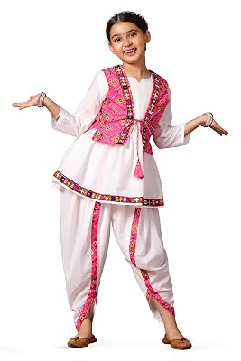 Fashion Dream Girls Cotton Blend Salwar Suit Set|Girls Kurti And Dhoti Set|Ethnic Set (FDGSET00220 PNK 36_Pink_11-12Yrs)