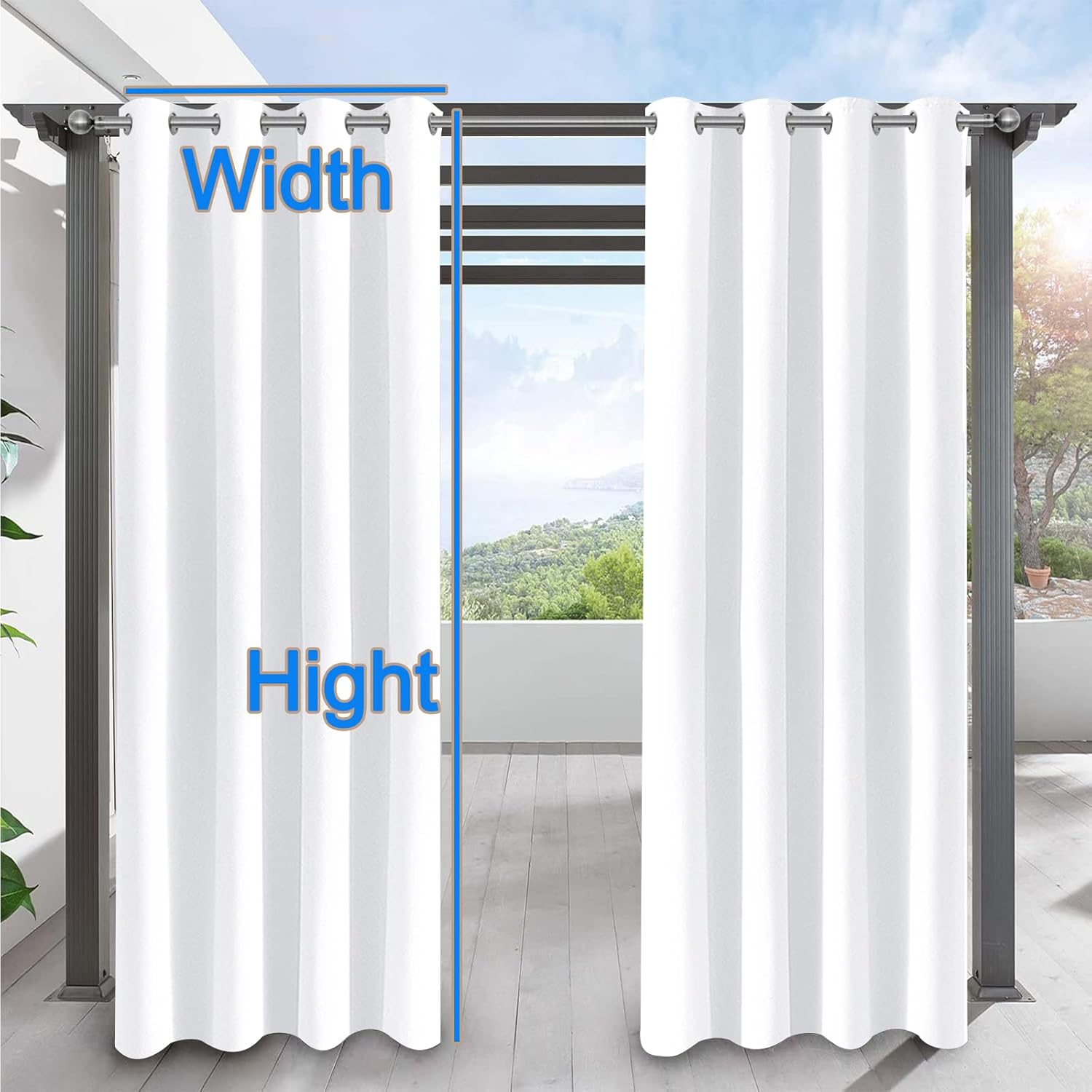 Outdoor Curtains for Patio Waterproof Window Curtain Drapes for Porch, Pergola, Cabana, Gazebo[ Up Lock Ring (White),(Width x High) W39.37 x H78.74 x 1PC ]