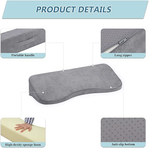 Miniatura 5 de TANYOO Almohada de cuña larga para posicionamiento de cama para después de la cirugía, almohadas médicas de cuña con forma curvada para personas