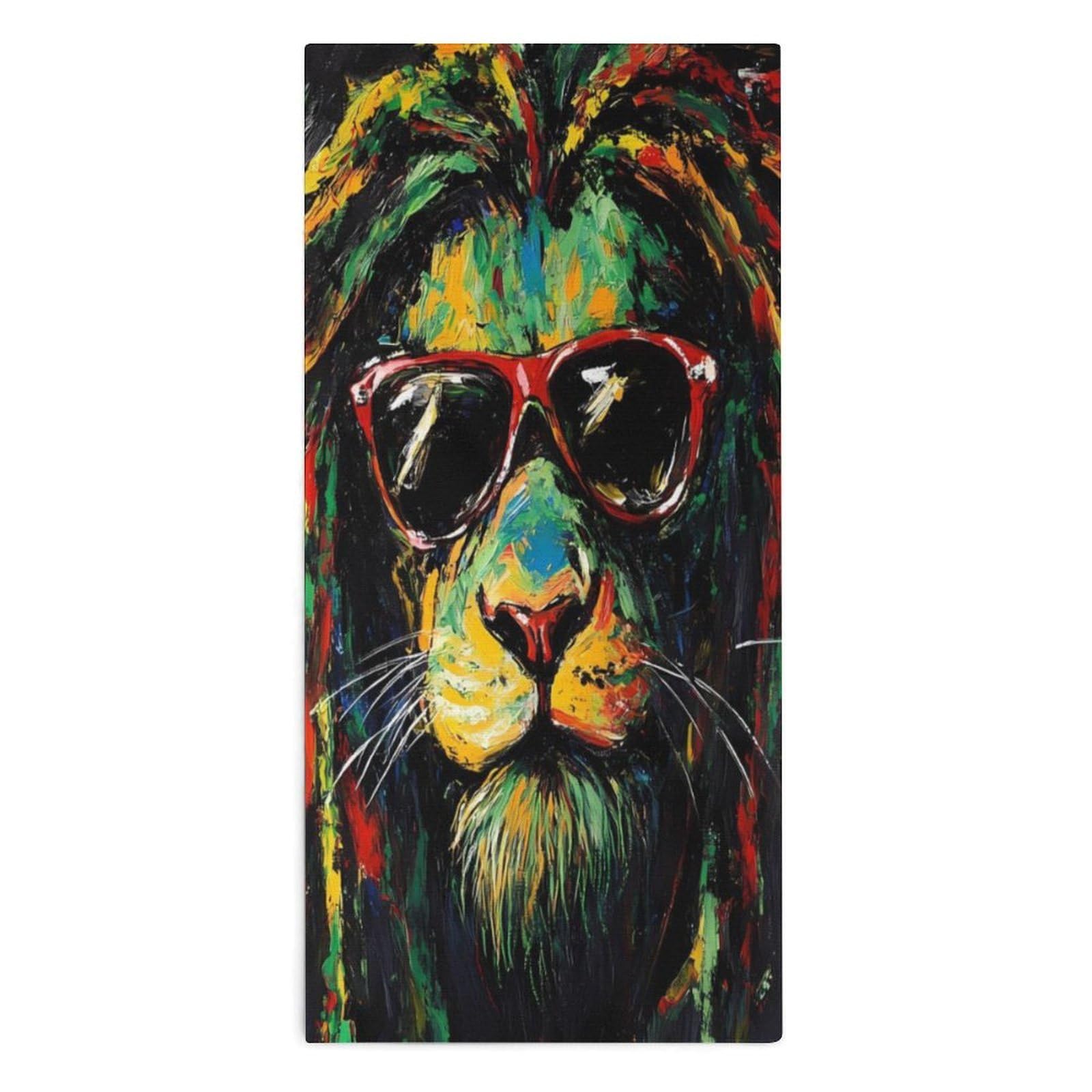 TXFBTRFSA Jamaica Rasta Lion Hand Towels for Adult Face Towel Bath Beach Swim Accessories