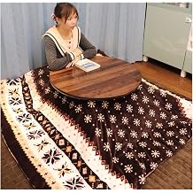 Tatami Heating Table, Japanese Stove Table Set, with Plush Blanket, Comfortable Carpet, Kotatsu Heater, Wood Coffee Tea Table Color Brown, Size 75x75x40cm