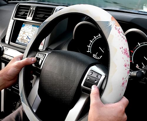 Miniatura 3 de Fundas protectoras para volante, esponja elástica antideslizante, estilo japonés, diseño de sol de montaña, flor de cerezo, accesorios de coche para