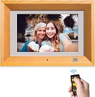 Kodak 10.1 Inch Wood Digital Picture Frame - HD IPS Display, Remote Control, Auto-Rotate, Wall Mountable, Slideshow - Black