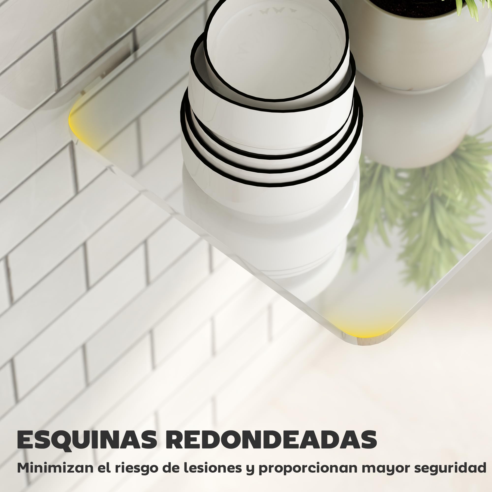 HOMCOM Juego de 2 Mesas Plegables de Pared Blanco Brillo