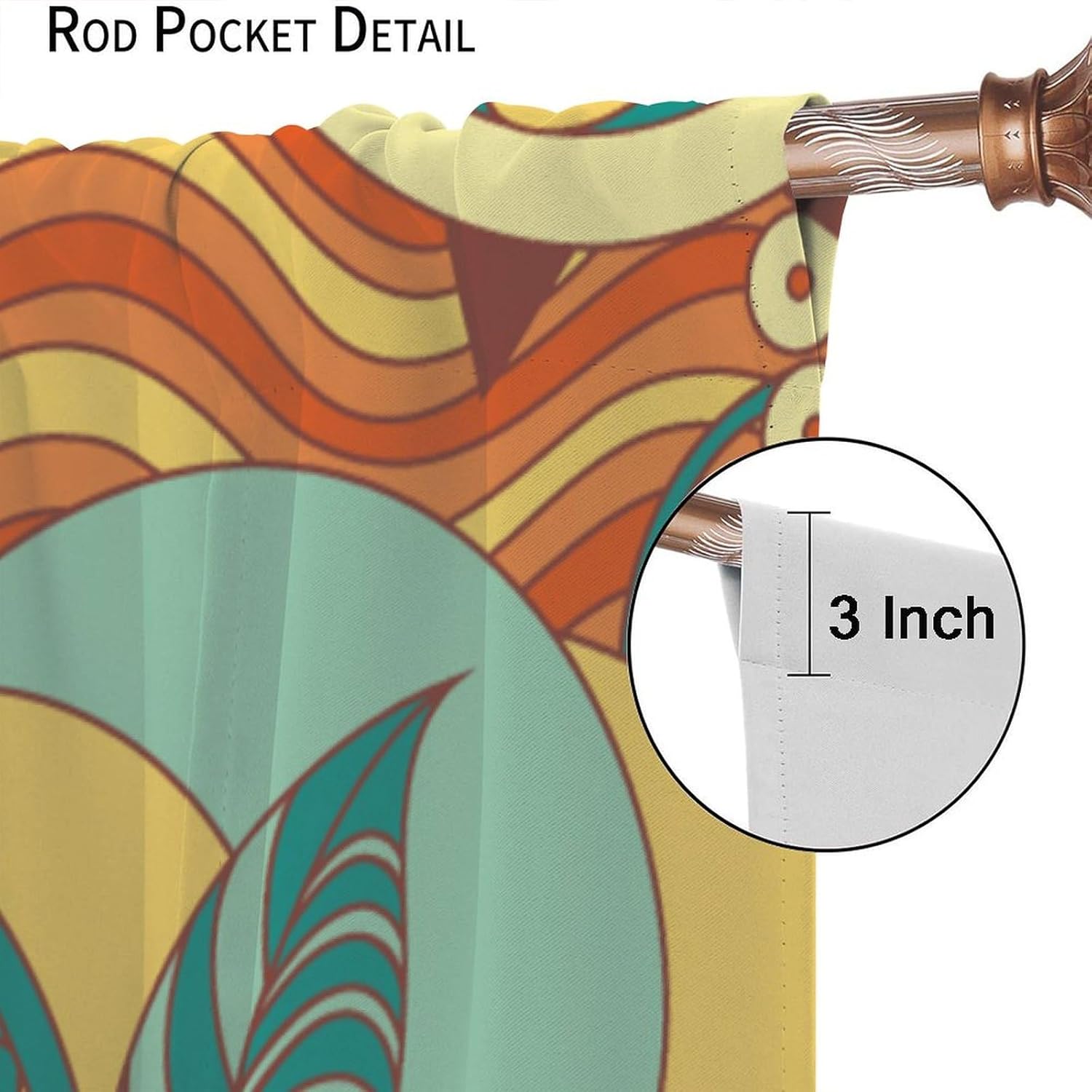 Retro Hippie Flowers Curtains for Bedroom Vintage Boho Flower Window Treatments Aesthetic 70S Groovy Abstrack Blossom Farmhouse Country Drapes for Living Room Kitchen W52xL84in