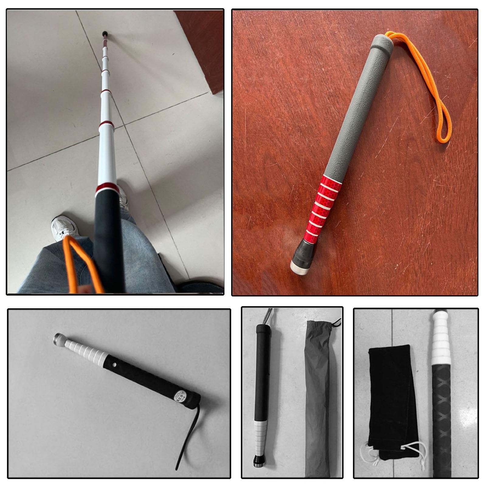 Tavkomco Telescopic Blind Cane - Titanium Alloy Walking Cane with Warning Reflective Film,for The Blind or Visually Impaired Mobility Aids Assist Tool(A,128cm/50.4in)