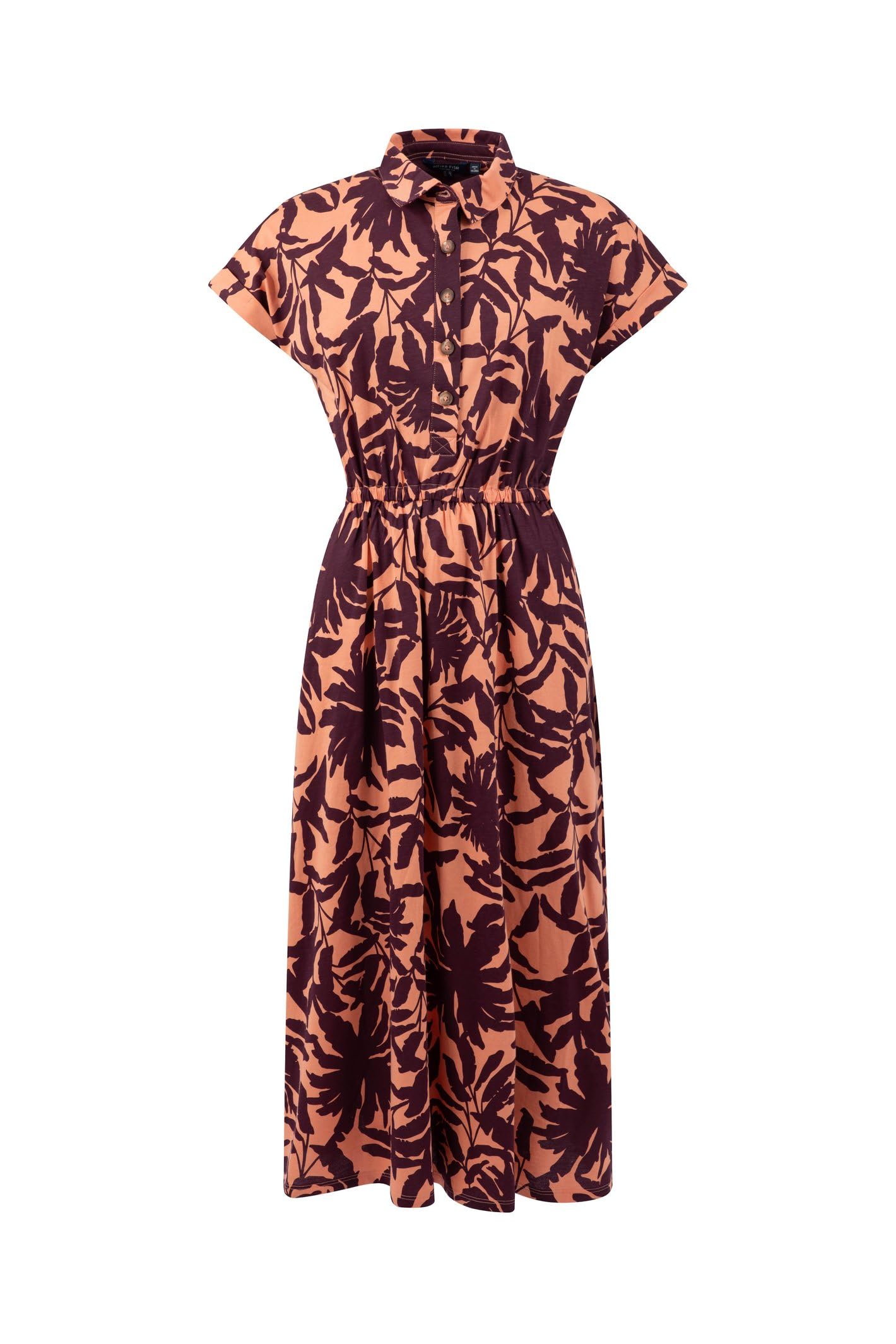 Weird Fish Women's Pale Orange Artemis Printed Jersey Shift Dress In | Size: 18
