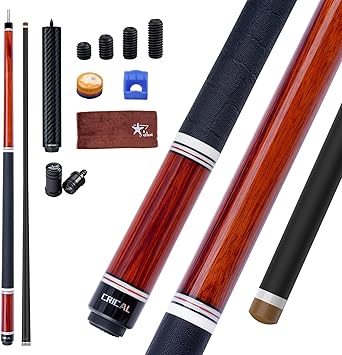 CRICAL RICAL Carbon Fiber Pool Cue 58 19oz Billiard Cue Pro Taper Shaft Low Deflection Pool Cue Stick Professional Hand-Made Inlay Pool Stick with 12.5mm Tip-Competition Level, Ultra-Smooth