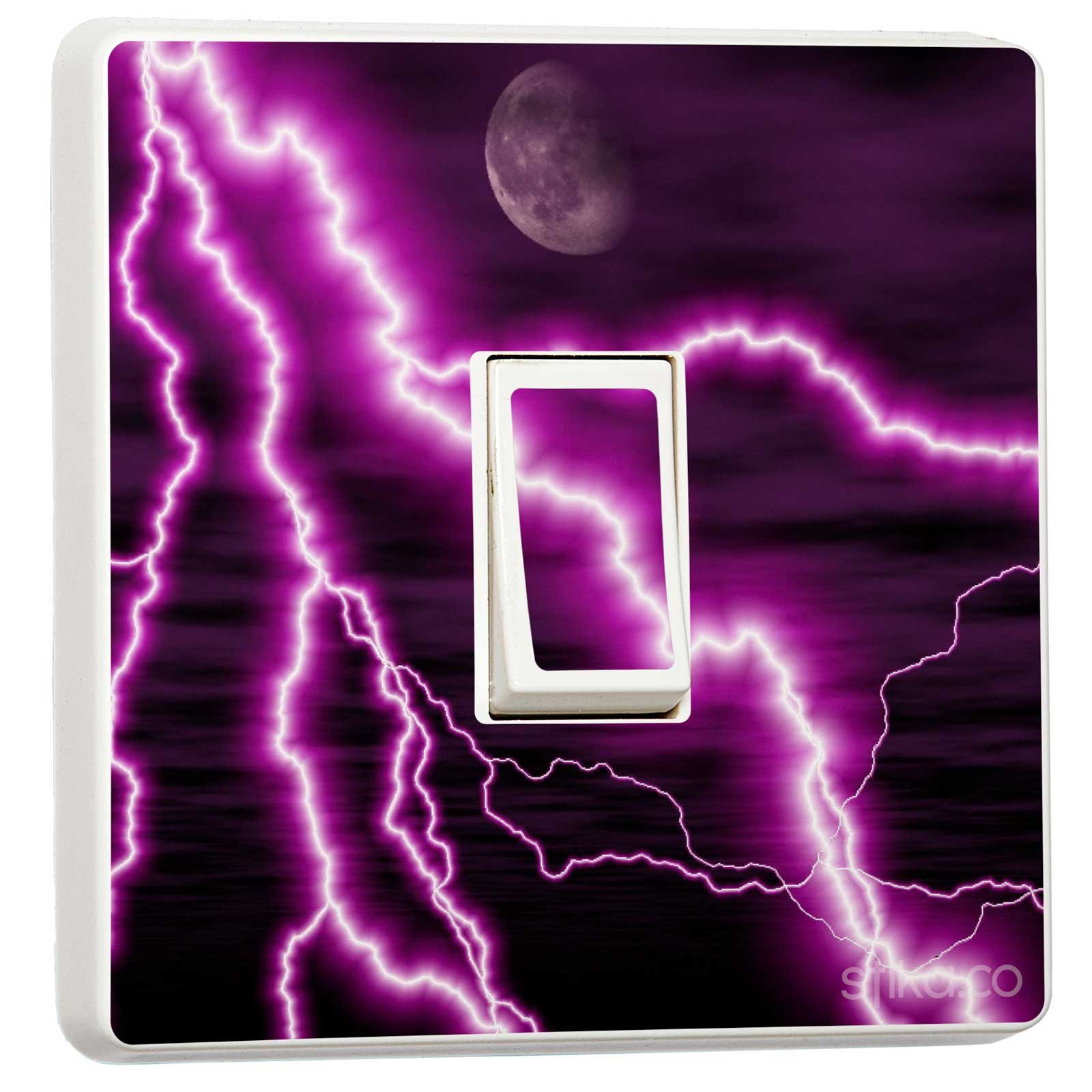 Stika.co Purple Lightning Pack Of 2 Design, Vinyl Switch Sticker, Pretty Light Switch Decoration Stickers - Single Light Switch Sticker