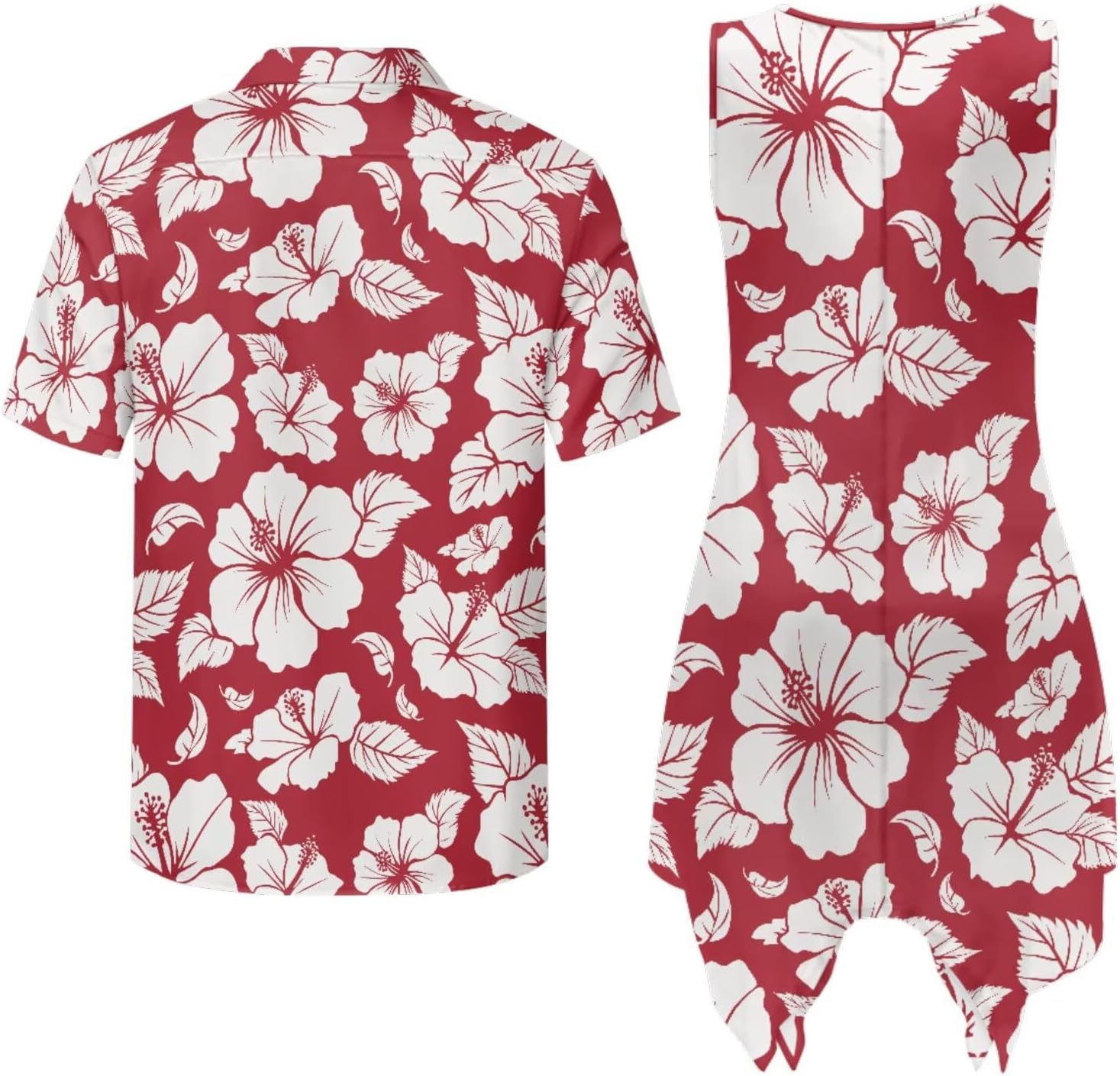 TOADDITDO Couple Clothing Set Mens Shirts Summer Dress for Women Sleeveless Tank Sundress Hawaii Aloha Shirts Vacation Outfit
