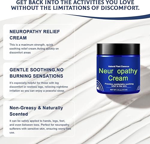 Miniatura 4 de Crema de alivio de neuropatía extra fuerte para pies, piernas y manos, fórmula refrescante calmante, no grasa y suave, no quema, no irritante, gel