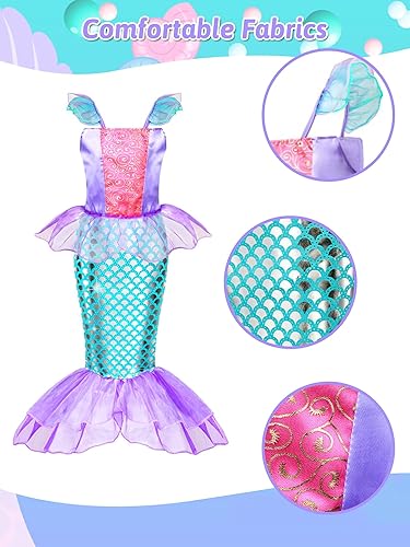 Miniatura 2 de Evimis Mermaid Dress Up Clothes for Girls- Cosplay Accessories, Princess Mermaid Costume for Girls Age 3 4 5 6 7 8