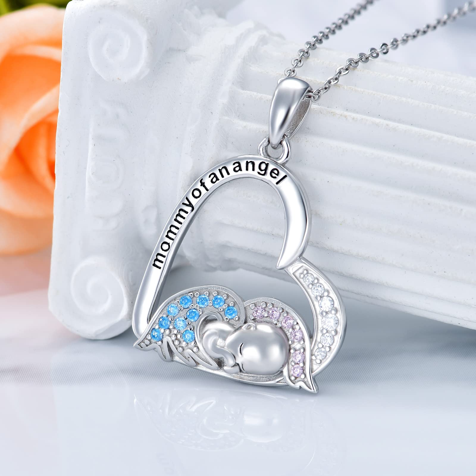 Mommy of Angel - Collana in argento Sterling con aborto spontaneo per mamma e cuore, Argento sterling