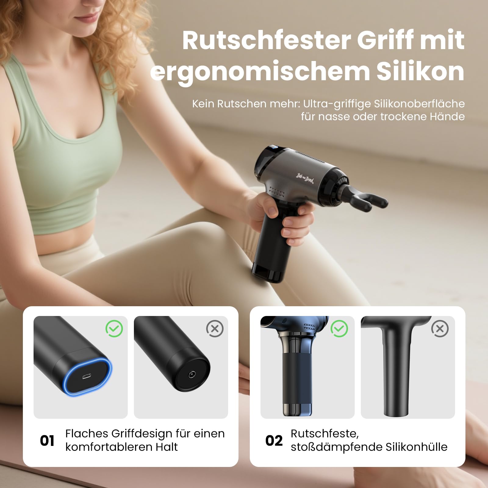 Bob and Brad T2 Massagepistole, Muskel Massagegerät with 4000-mAh-Akku, 3200rpm und 10 mm Amplitude, Perkussions Massage Pistole mit USB-C-Ladung, Geschenk für Männer und Frauen