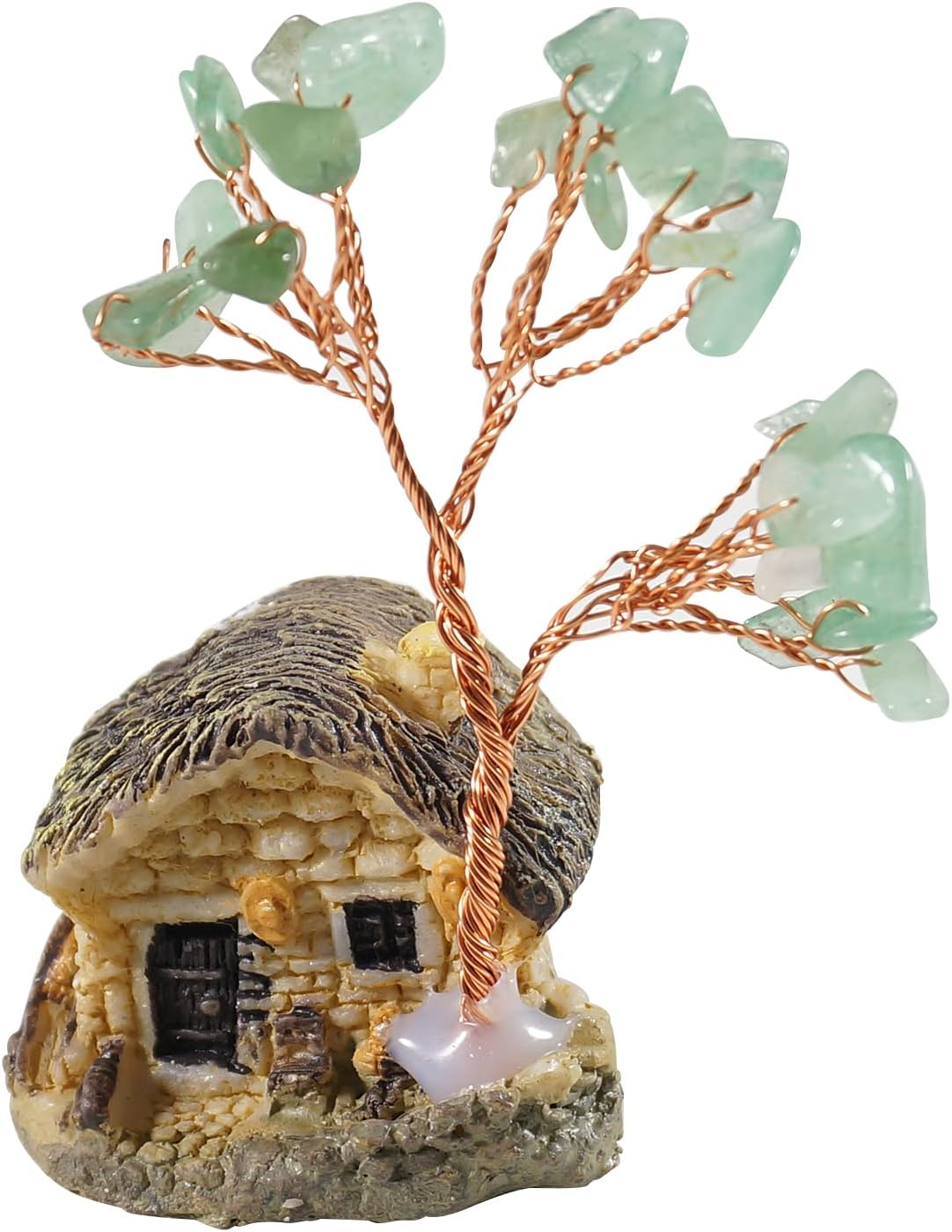 Soulnioi Natural Green Aventurine Crystal Mini Small House Tree House Ornament for Wealth Good Luck Home Desk Decor Feng Shui - Image 3