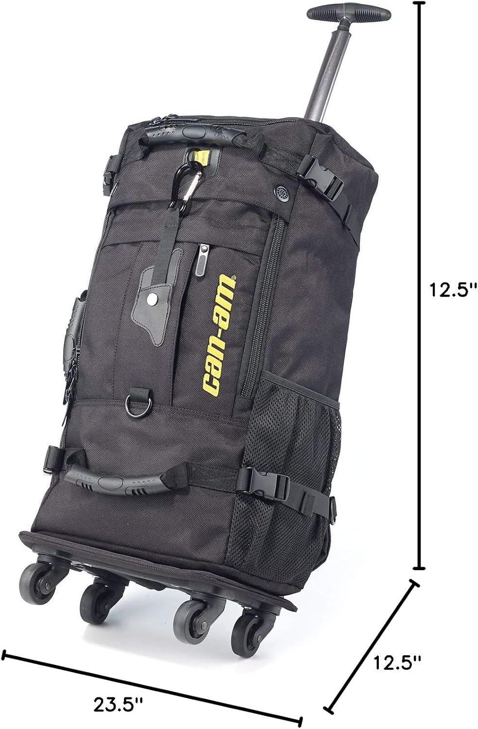 Can-Am Off-Road Versatile Carry-On Suitcase, 23.5" x 12.5" x 12.5", 40 Liter Capacity, Black