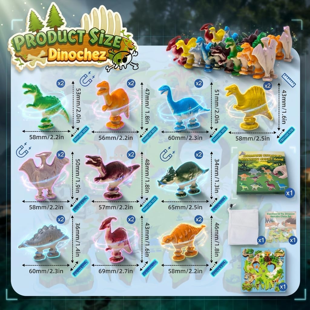 2026 Magnetic Chess Game, Dinosaur Magnetic Game for Kids , Chess Set-20 Dinosaur Stones, 1 String,1 map and 1 Storage Bag, Fun Magnet Chess Game for Family Games Night, Magnet Game Parent-Child Toy