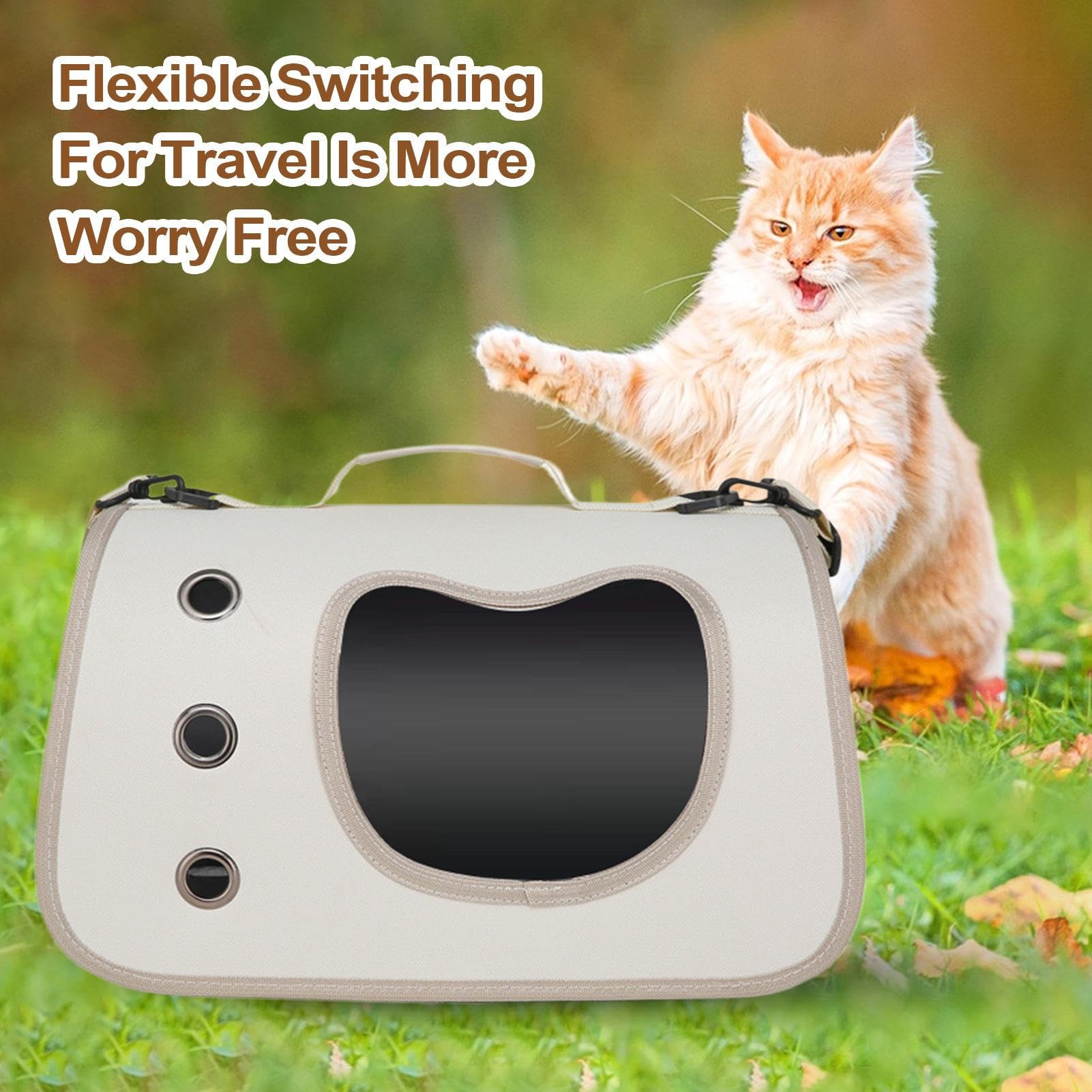 Borsa Trasportino Per Animali Domestici, Regolabile Sicuro Per Gatti, Trasporto Animali Portatile Soluzione per Passeggiate Picnic Campeggio