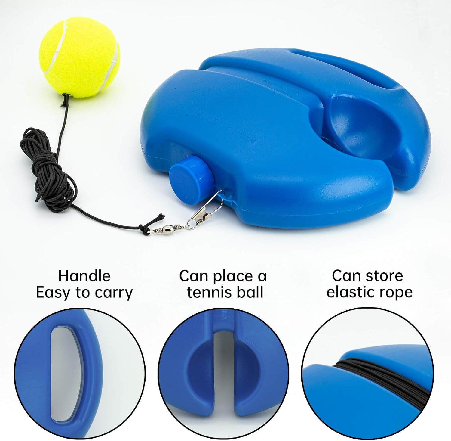 Tennis Trainer Rebound Ball, Solo Tennis Training Equipment for Self-Pracitce, Portable Tennis Training Tool, Tennis Rebounder Kit, Including 2 String Balls, Suitable for Beginners Sport Exercise : Sports & Outdoors