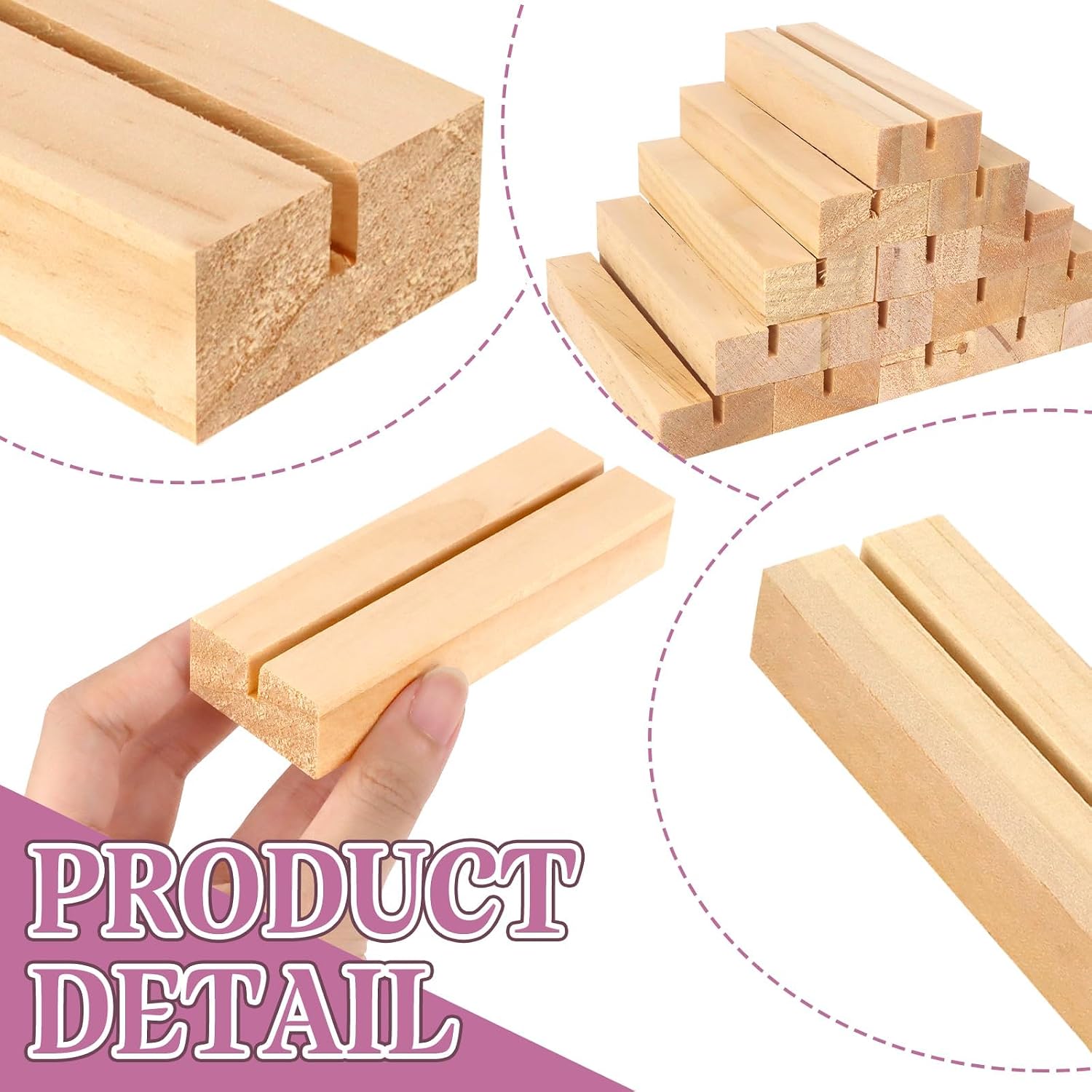 30Pcs 3.9x1.4 Inches Wood Table Number Stands, Wooden Place Card Holders, Acrylic Sign Holders for Wedding, Ceremony, Birthday, Party, Home Decoration, Events (3mm Slots) image 3