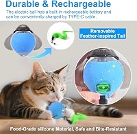 Jucărie interactivă Kinizuxi, bilă automată cu activare prin mișcare pentru câini și pisici, model nou Firefly 2025, reîncărcabilă, 3 moduri, cu coadă elastică 5