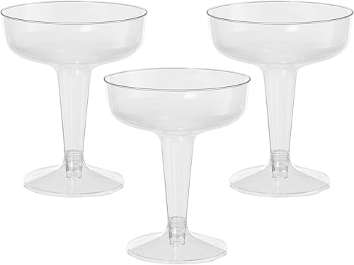 Miniatura 2 de Exquisite Paquete de 96 vasos de cóctel de plástico transparente resistente. Los vasos de cóctel desechables miden 4 pulgadas de alto con un borde