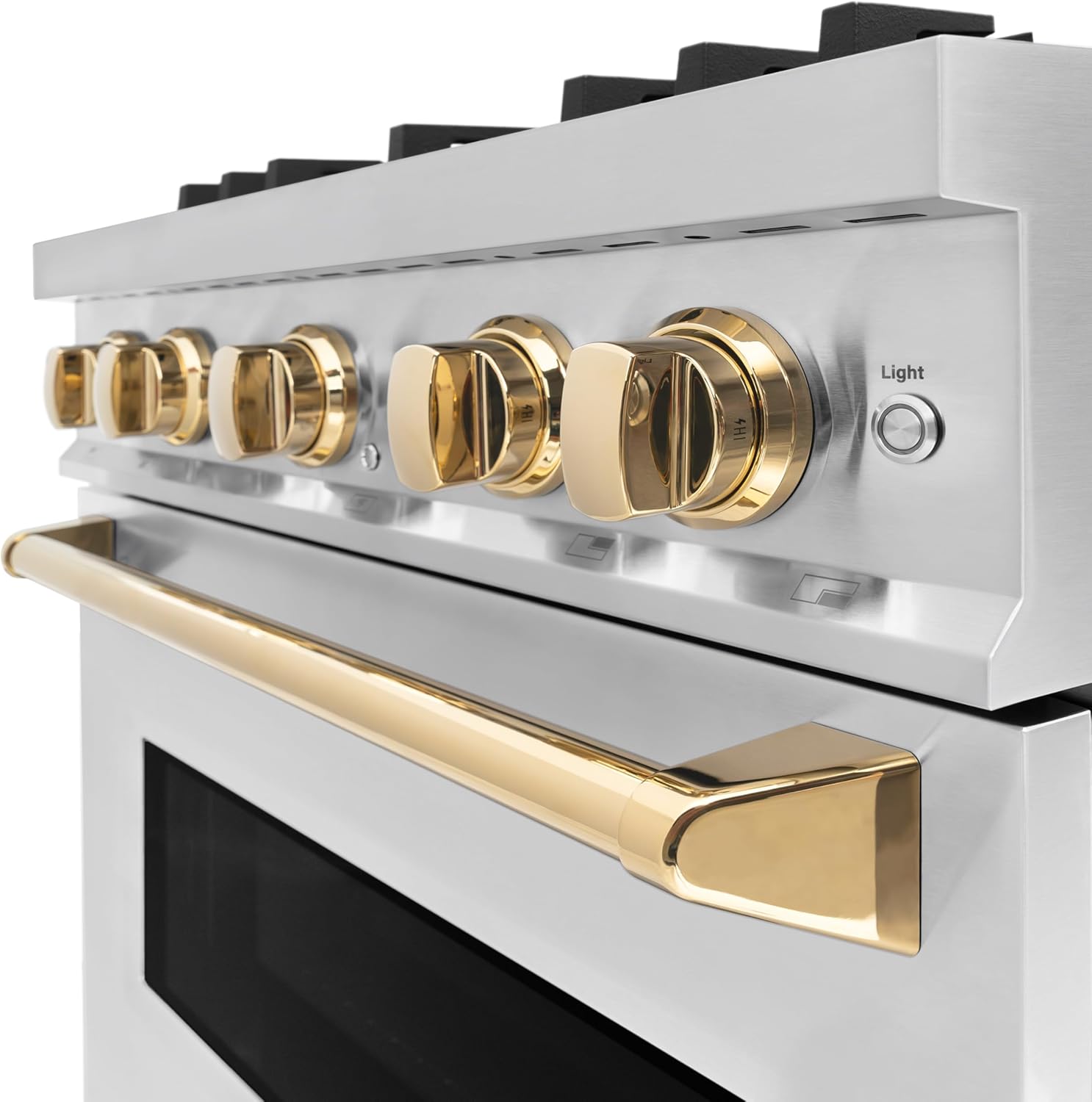 ZLINE Autograph Edition 30 in. 4.2 cu. ft. Classic Dual Fuel Range with 4 Burner Gas Cooktop and Electric Convection Oven in Stainless Steel with Polished Gold Accents (CDRZ-30-G)