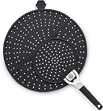 HexClad Grease Splatter Screen for Frying and Searing, Fits HexClad’s 10 and 12-inch Pans, Dishwasher-Safe, Folding Design, Heat-Safe to 480°F, Stay-Cool Locking Handle, Silicone and Stainless Steel