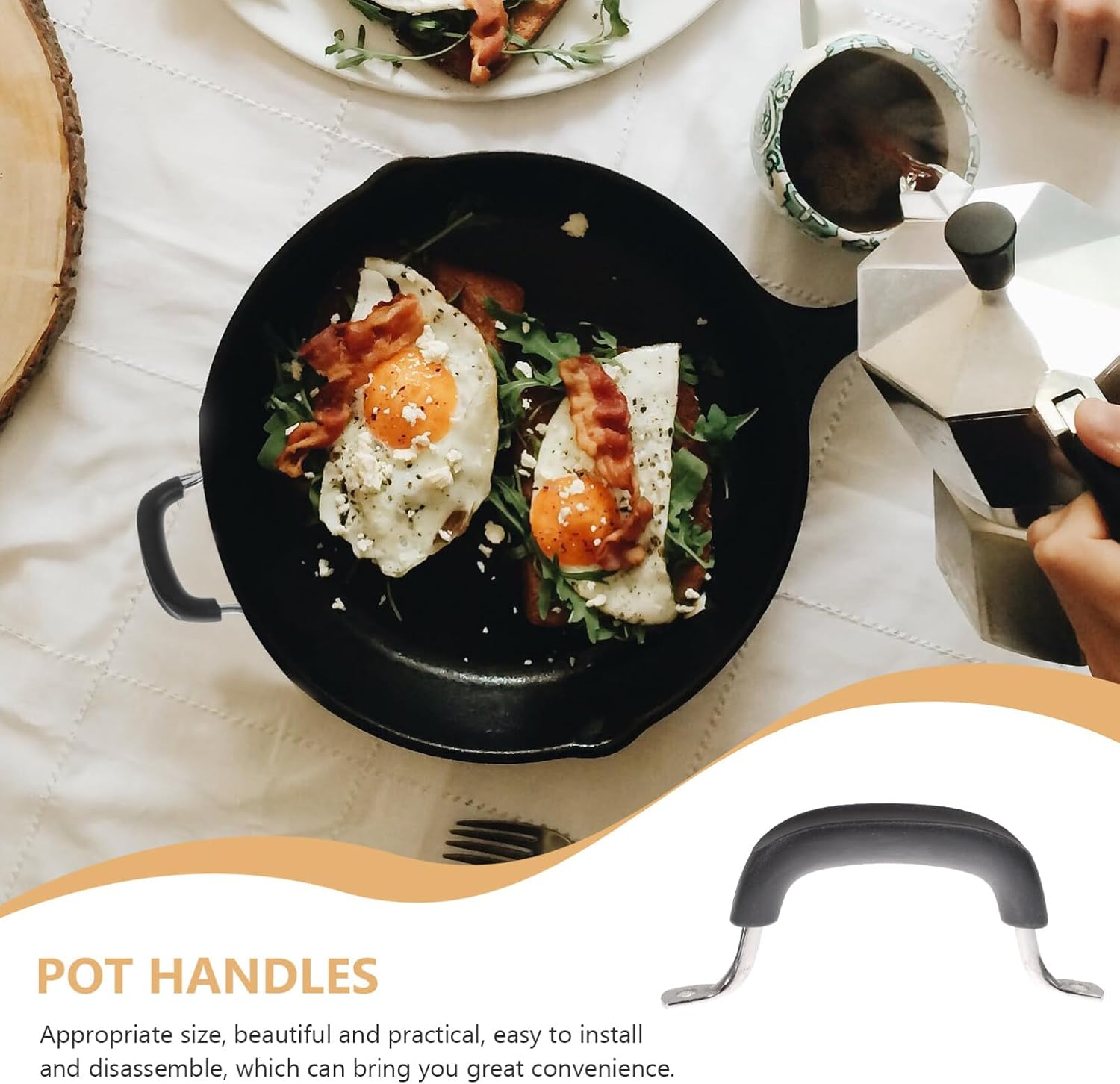 4Pcs Universal Pot lid handle replacement Set Heat Resistant removable pot handle Cover, Cookware Cover Grip Kitchen Pan Accessory