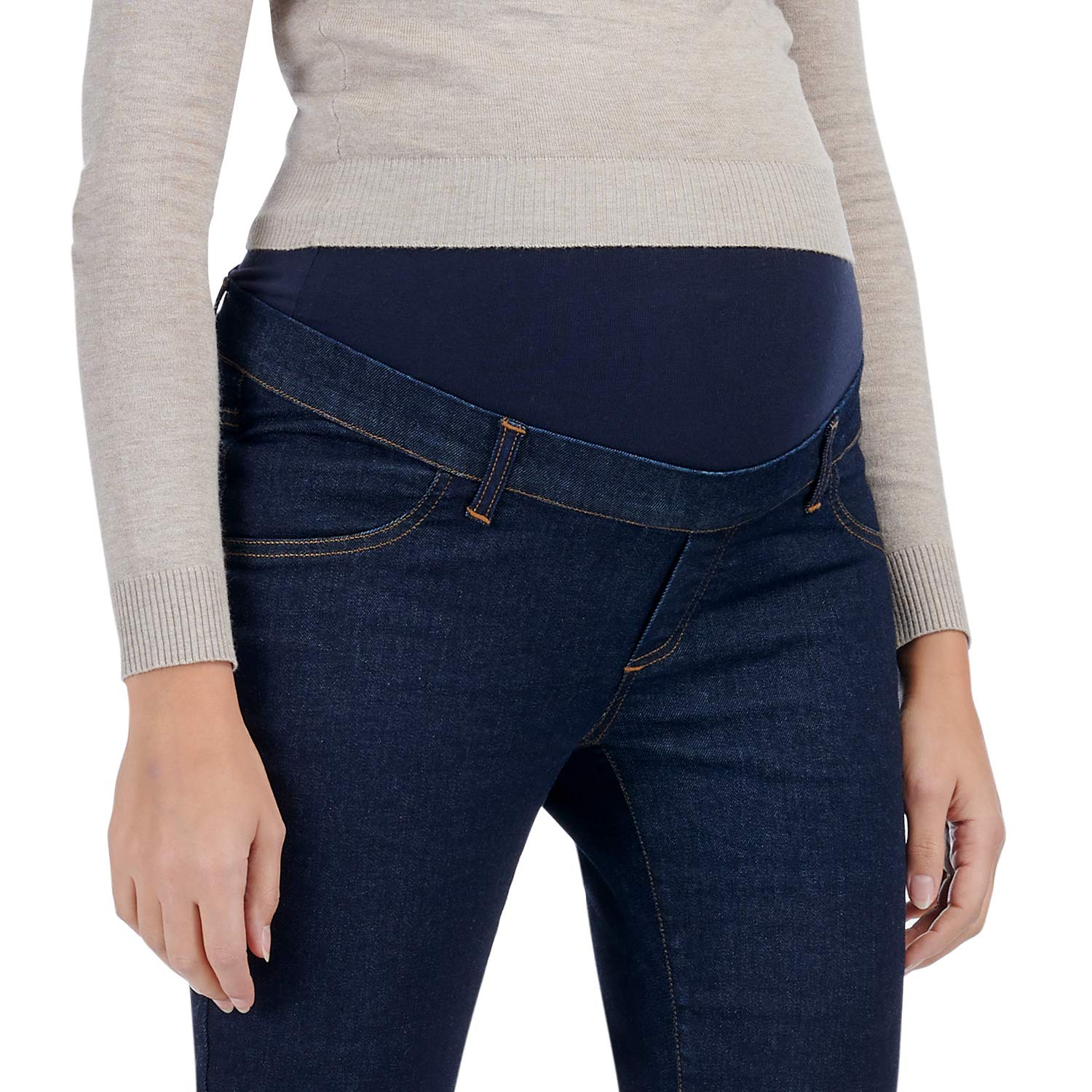 MAMAJEANS Passy - Jean de Maternité à Jambe Droite, Pantalon de Grossesse Droit de Style Vintage - Made in Italy
