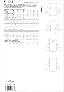 Vogue Pattern Misses' Top E5 (14-16-18-20-22), Various